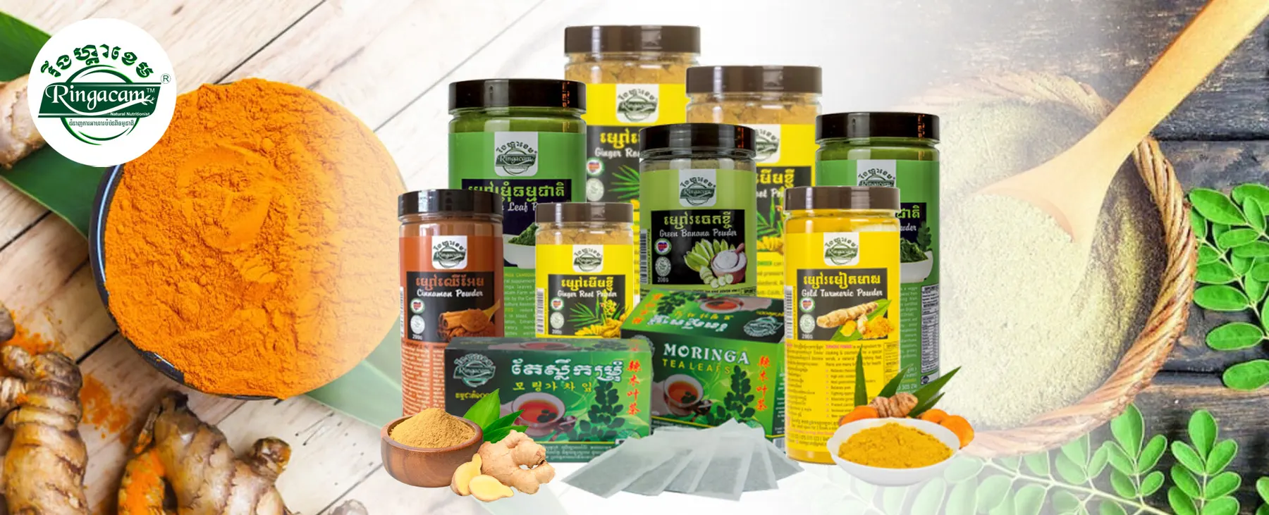 Ringacam powders with fresh turmeric and moringa